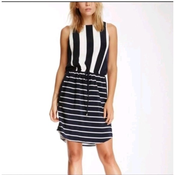 Vince Camuto Oceanography Striped Sleeveless Tank Dress Women's Size 12 Nautical - Picture 1 of 11
